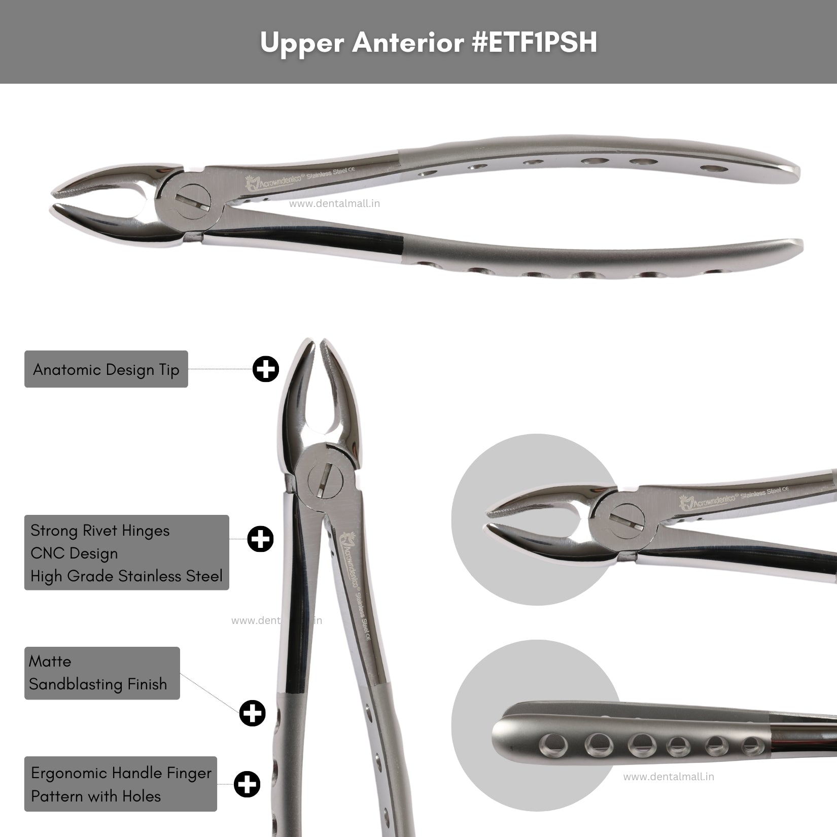 Extraction Tooth Forceps Kit – Premium Quality Finger Pattern with Holes Handle Matte Sandblasting, Set of 12 Pcs #ETFK12PSH