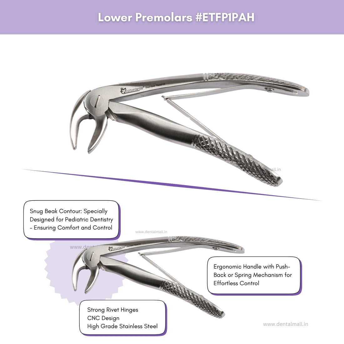 Extraction Tooth Forceps Pedo Kit - Standard Set of 7 Pcs #ETFPK7SDF