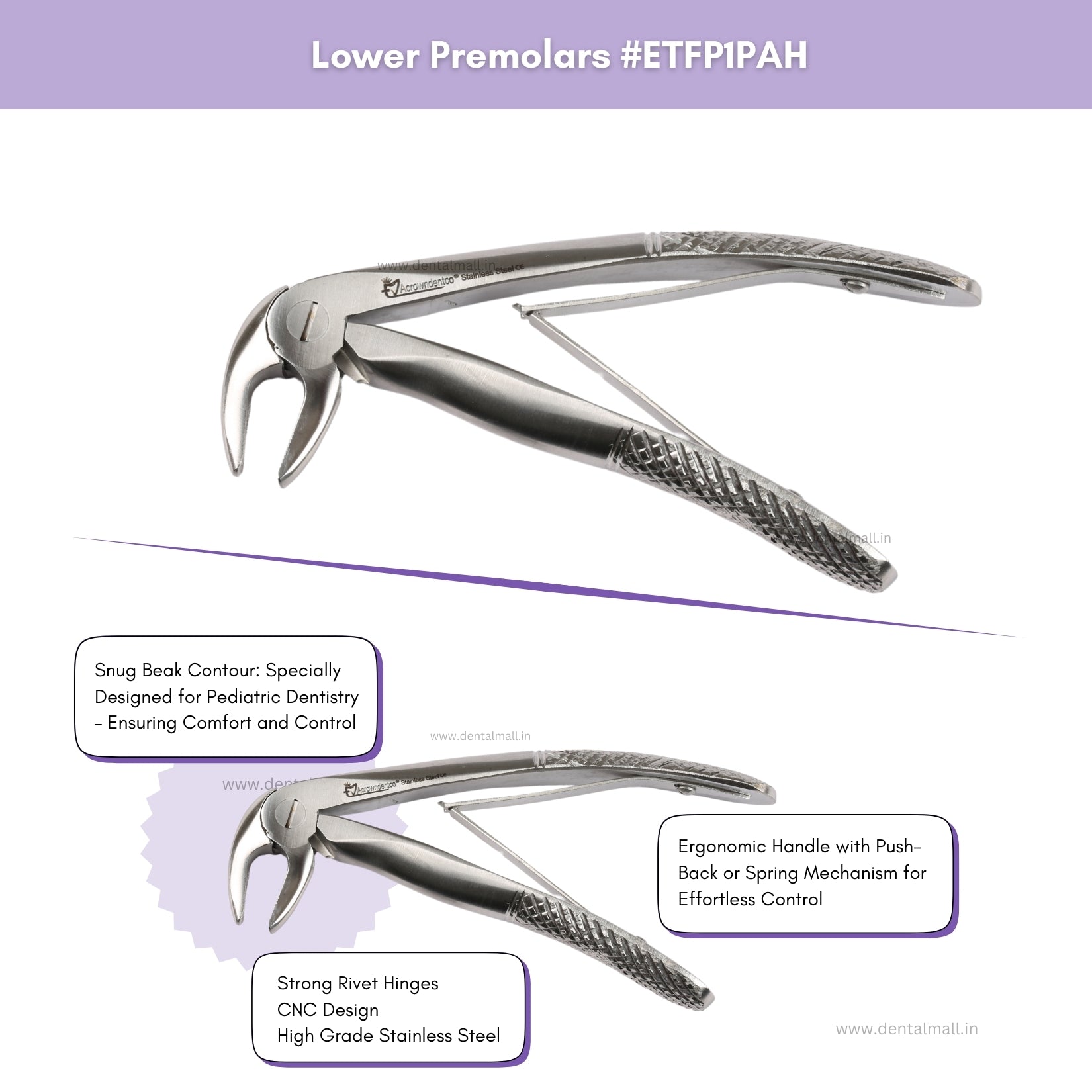 Extraction Tooth Forceps Pedo Kit - Standard Set of 7 Pcs #ETFPK7SDF