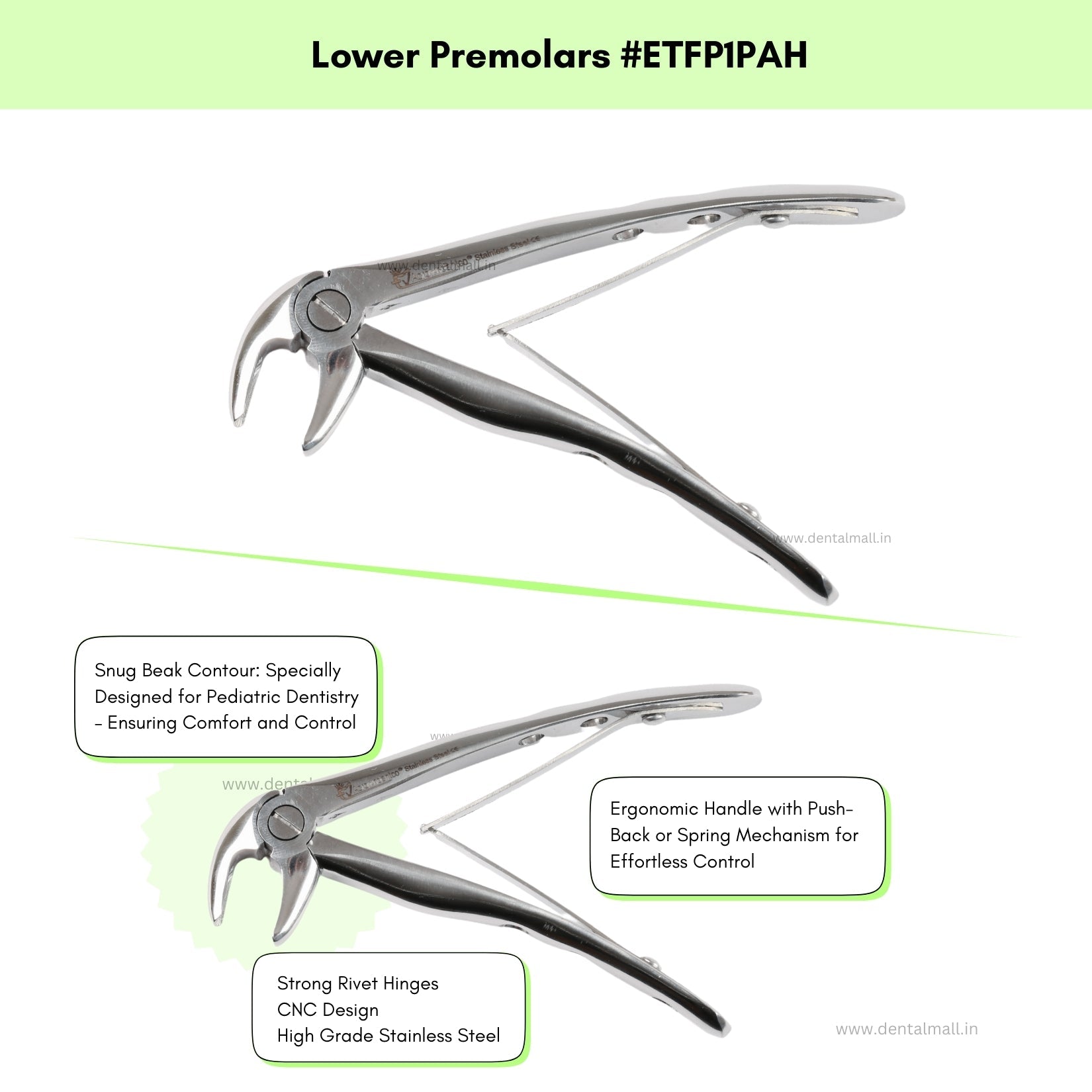 Extraction Tooth Forceps Pedo Kit (Pediatric) – Premium Quality Anatomic Handle (Finger Pattern Grip) – Set of 7 Pcs #ETFPK7PAH