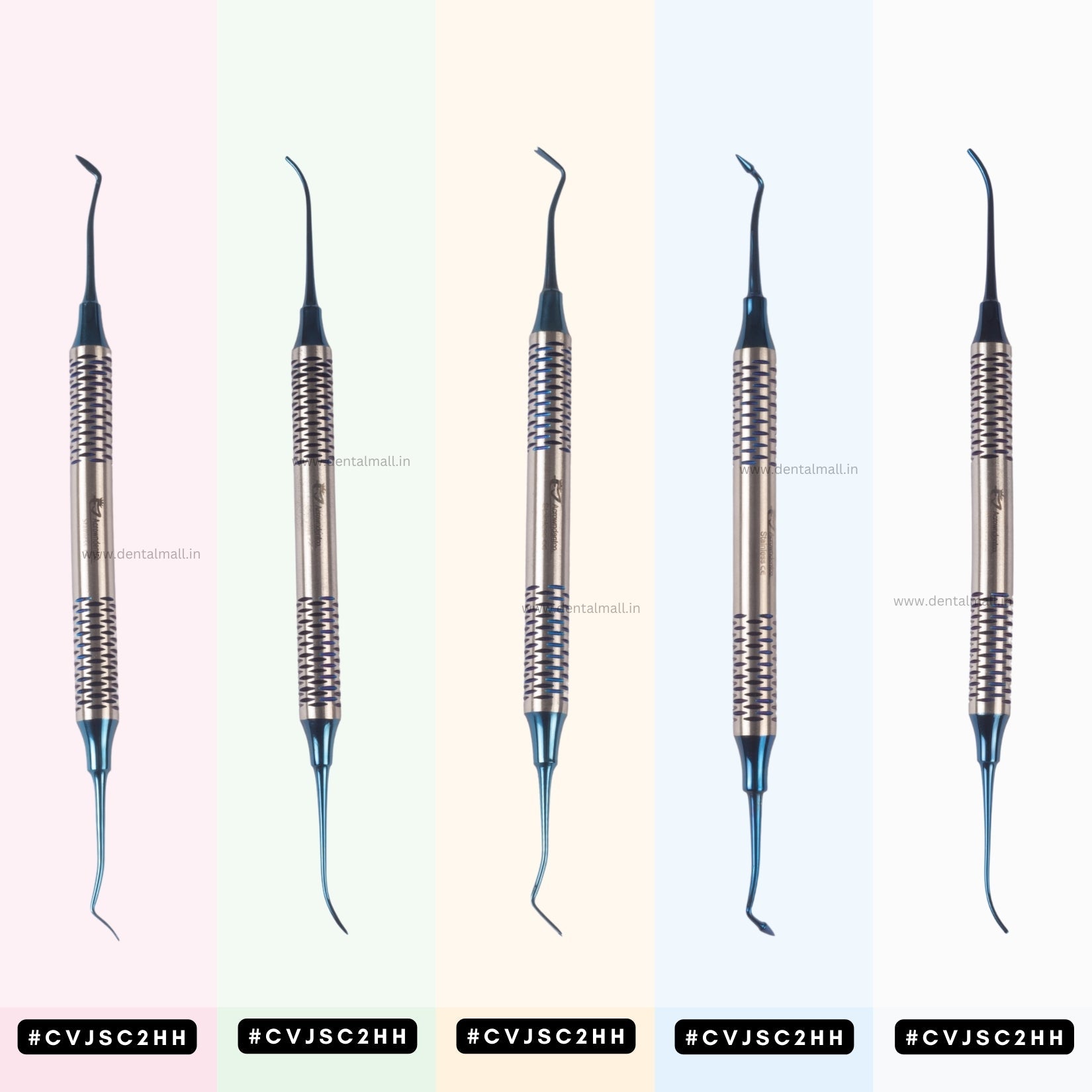 P.K. Thomas Modelling (PKT Carving) Instruments – Blue TiN Coated Premium Hollow Handle Set Of 5 Pcs #PKTK5BCH