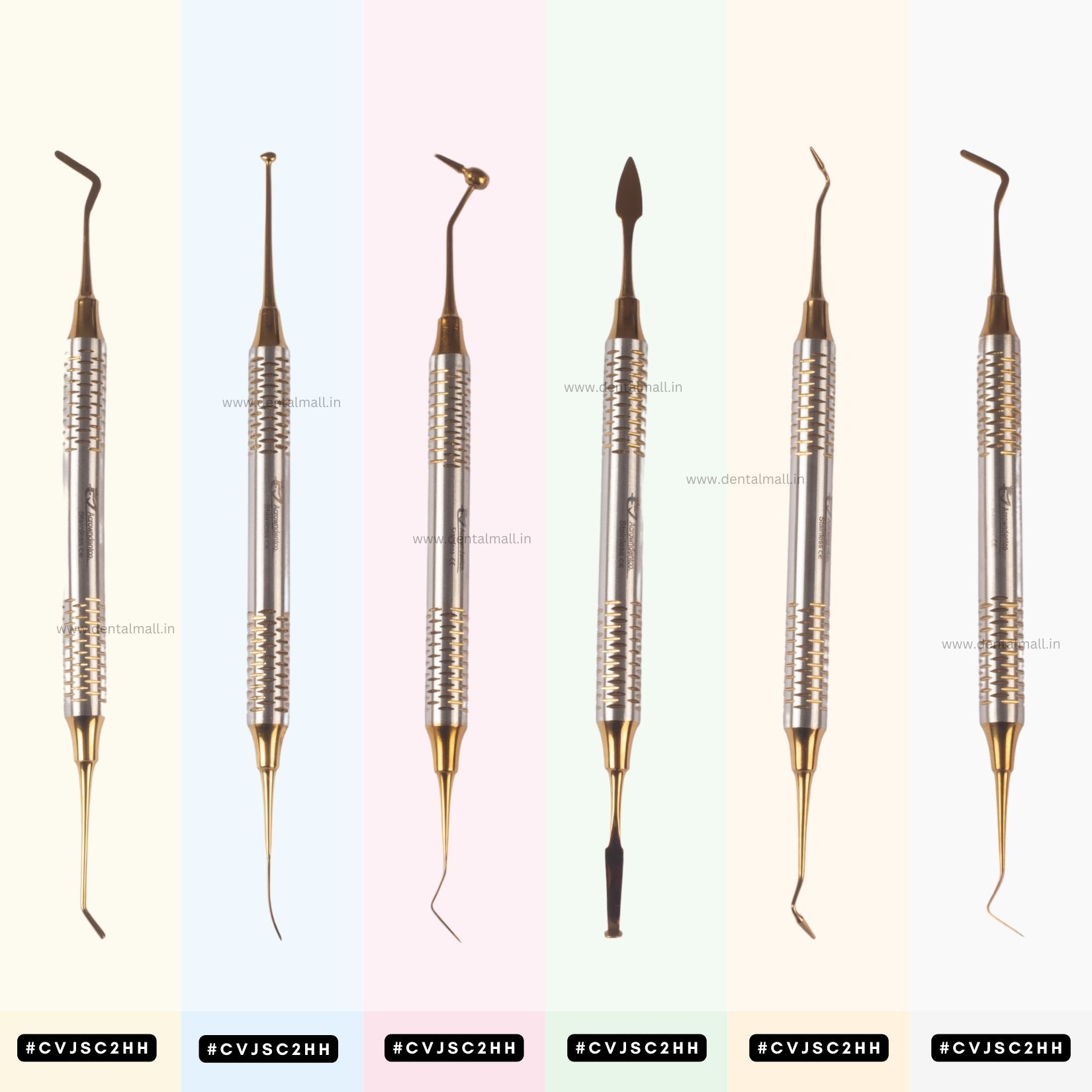 Composite Filling Instrument Gold TiN Coated Set Of 6 Pcs #CFITCGK6CH