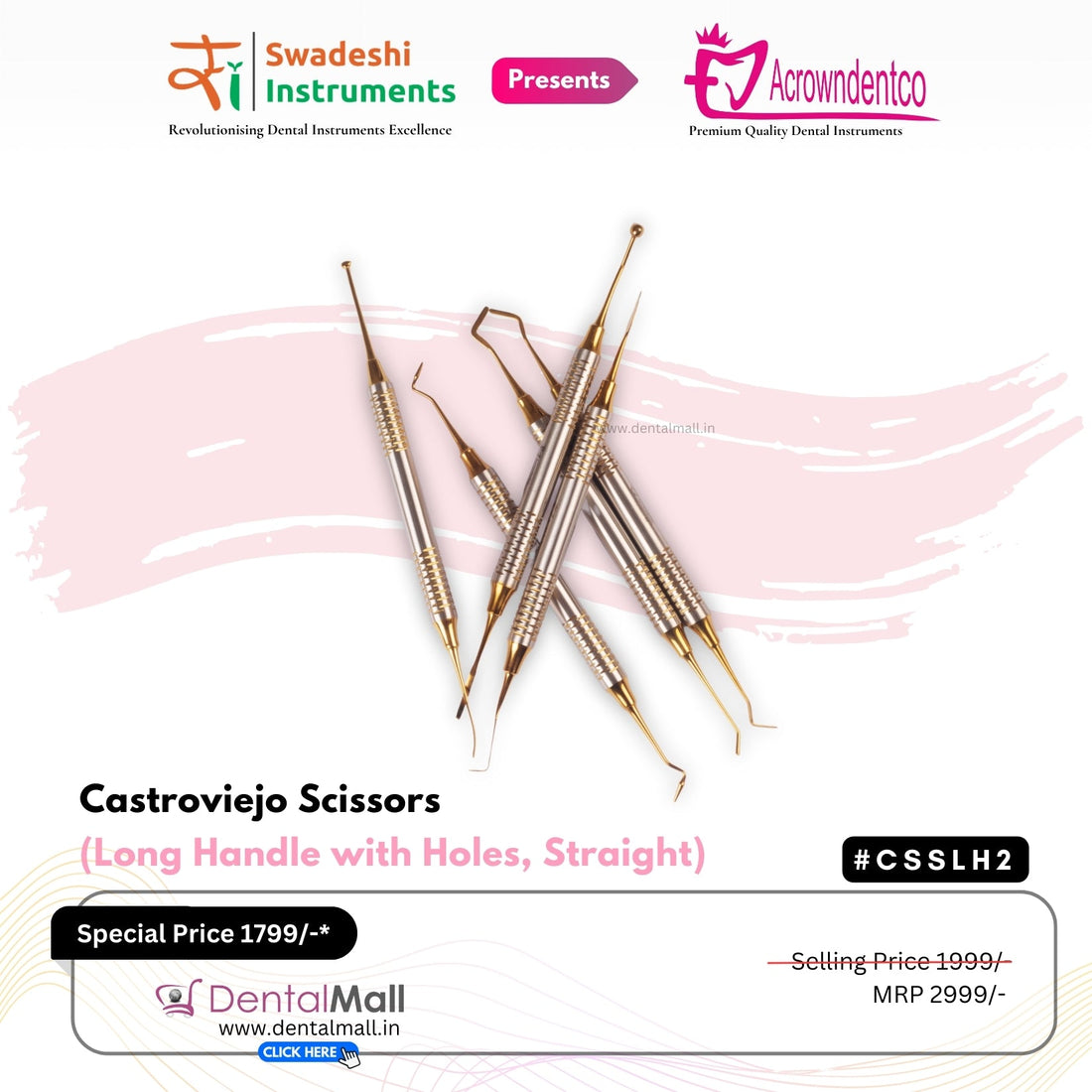 Composite Filling Instrument Gold TiN Coated Set Of 6 Pcs #CFITCGK6CH