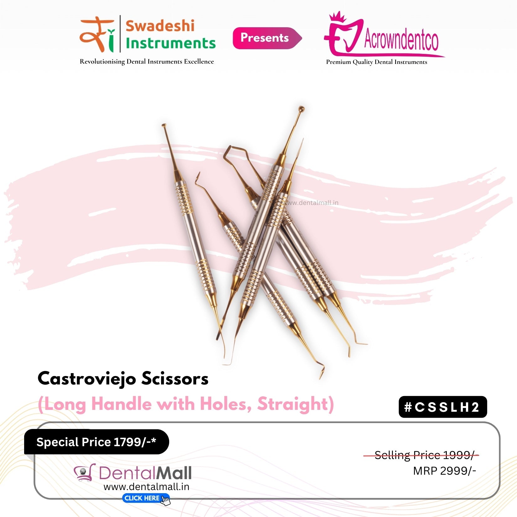 Composite Filling Instrument Gold TiN Coated Set Of 6 Pcs #CFITCGK6CH