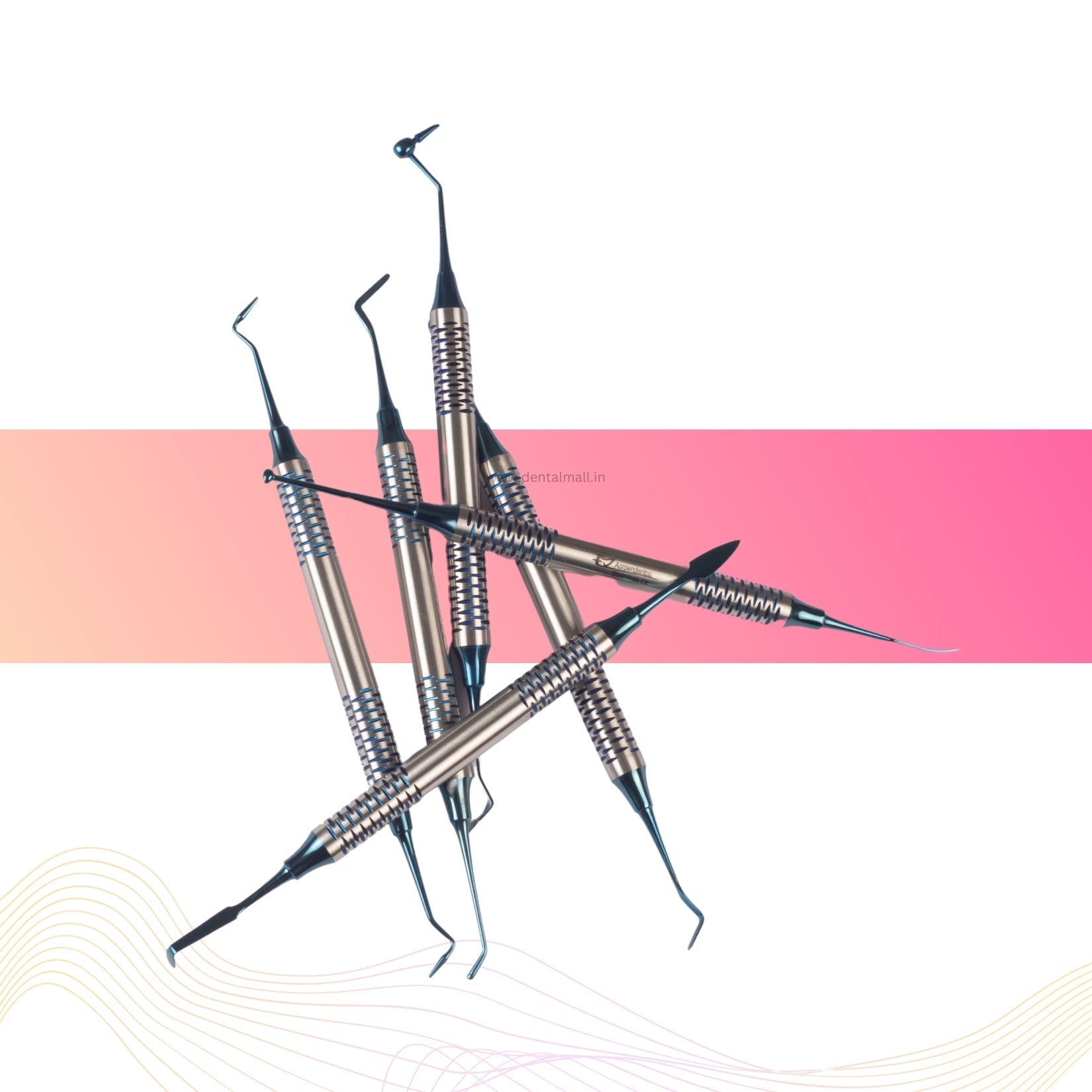 Composite Filling Instrument Blue TiN Coated Cut Handle Pattern Set Of 6 #CFITCBK6CH