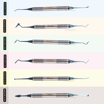 Composite Filling Instrument Blue TiN Coated Cut Handle Pattern Set Of 6 #CFITCBK6CH