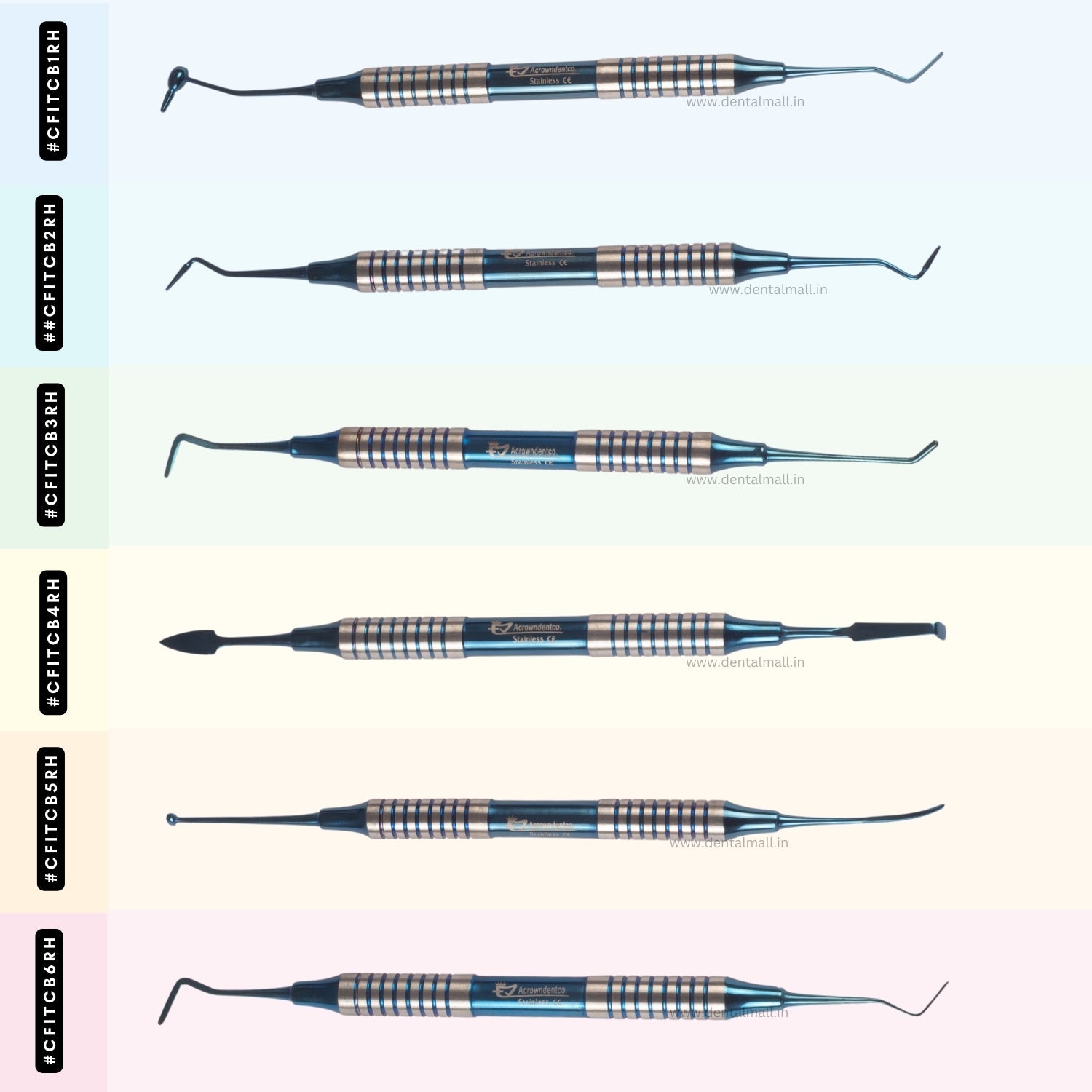 Composite Filling Instrument Blue TiN Coated Set Of 6 Pcs #CFITCBK6RH