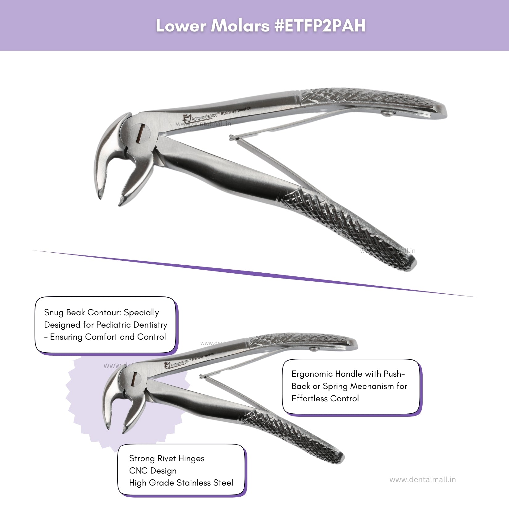 Extraction Tooth Forceps Pedo Kit - Standard Set of 7 Pcs #ETFPK7SDF