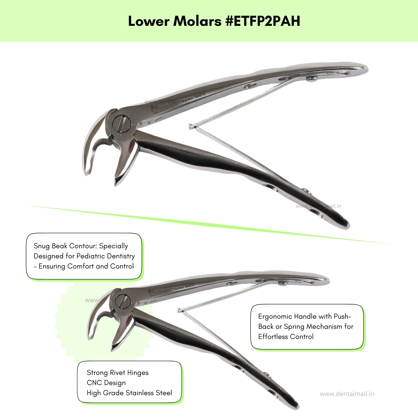 Extraction Tooth Forceps Pedo Kit (Pediatric) – Premium Quality Anatomic Handle (Finger Pattern Grip) – Set of 7 Pcs #ETFPK7PAH