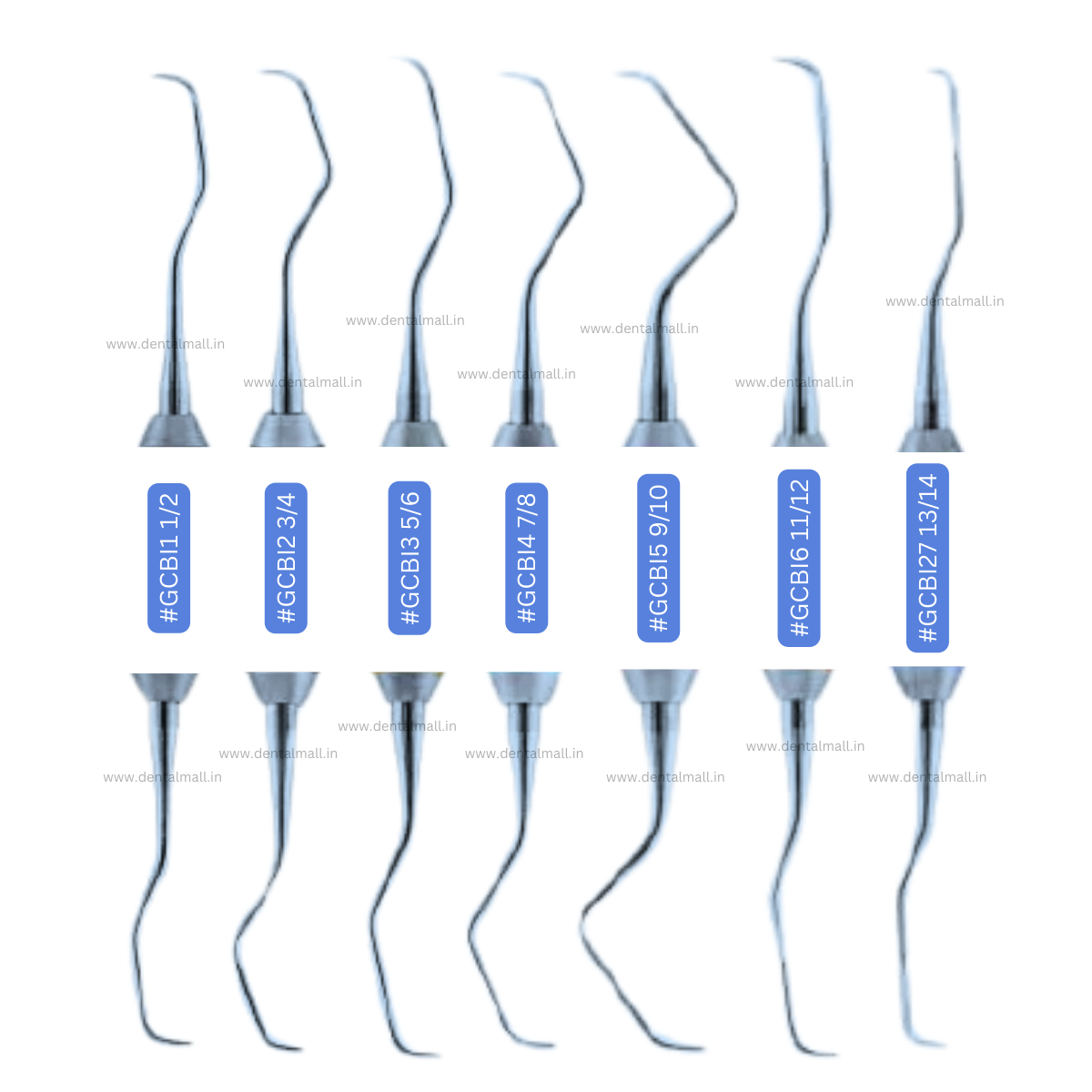 Gracey Curette Kit - Set of 7 (Blue TiN Coated Tips & Cut Handle Pattern) #GCBK7CH
