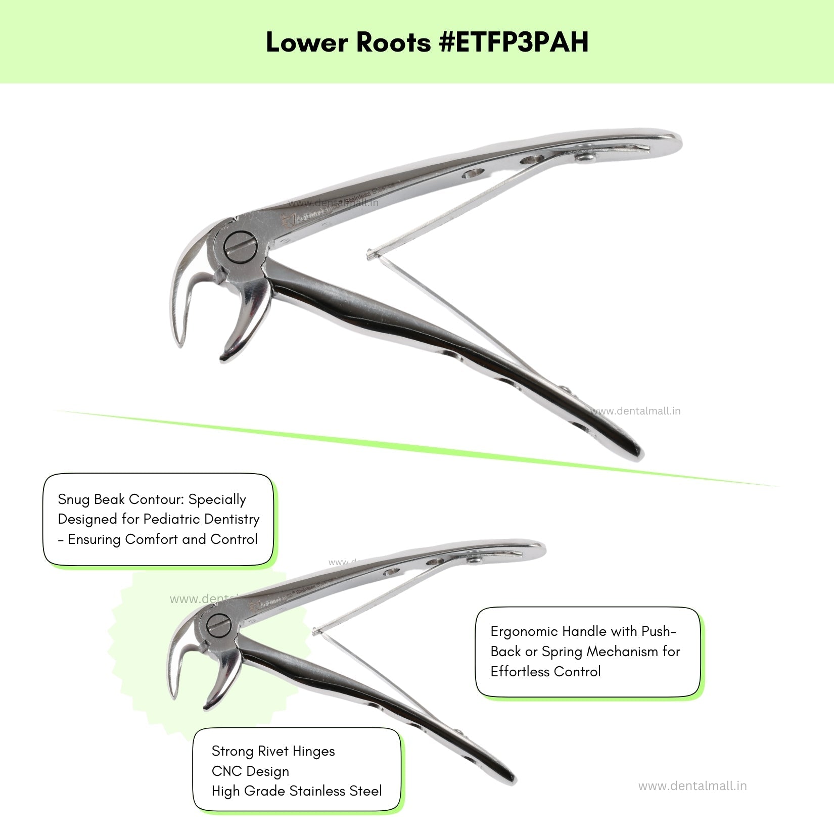Extraction Tooth Forceps Pedo Kit (Pediatric) – Premium Quality Anatomic Handle (Finger Pattern Grip) – Set of 7 Pcs #ETFPK7PAH