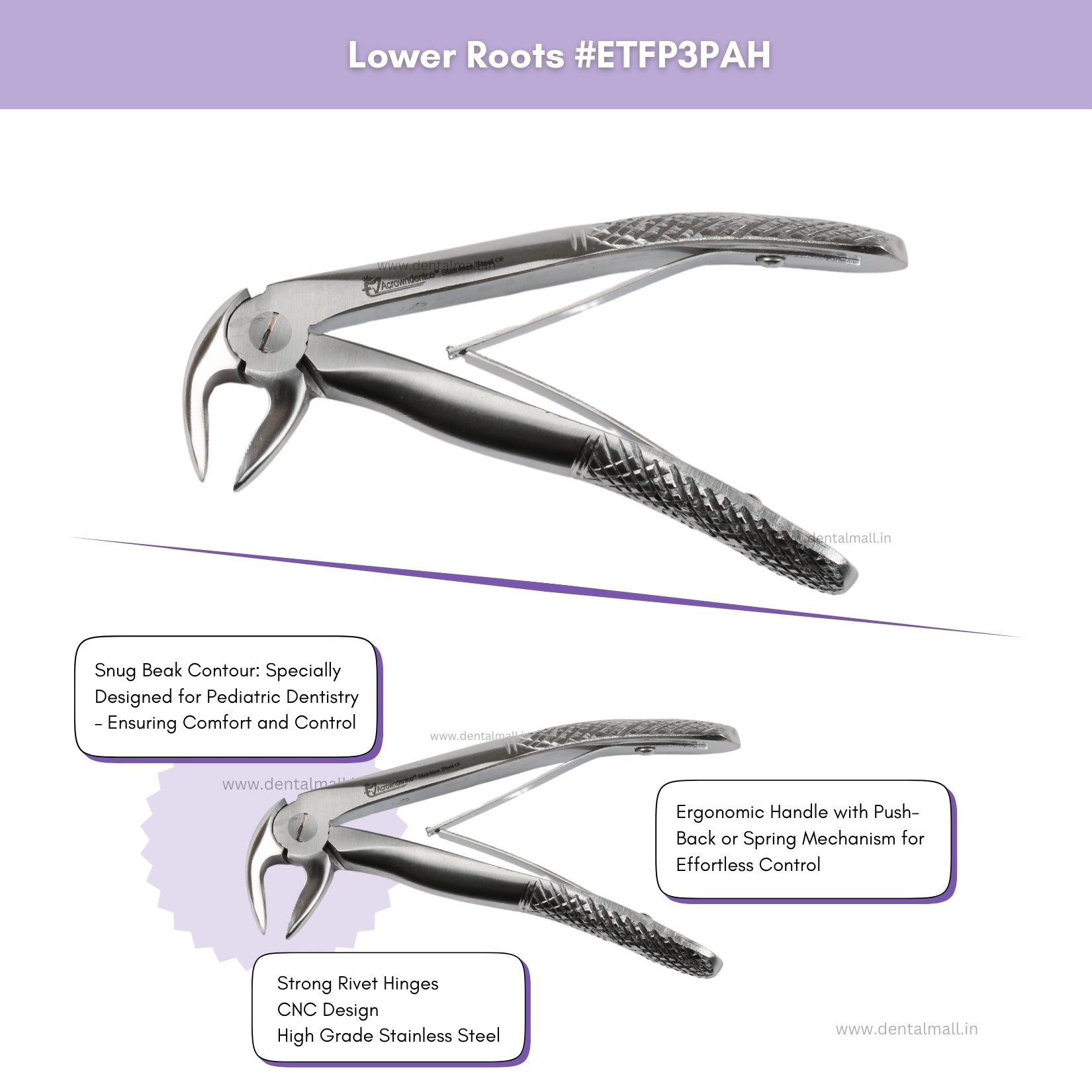 Extraction Tooth Forceps Pedo Kit - Standard Set of 7 Pcs #ETFPK7SDF