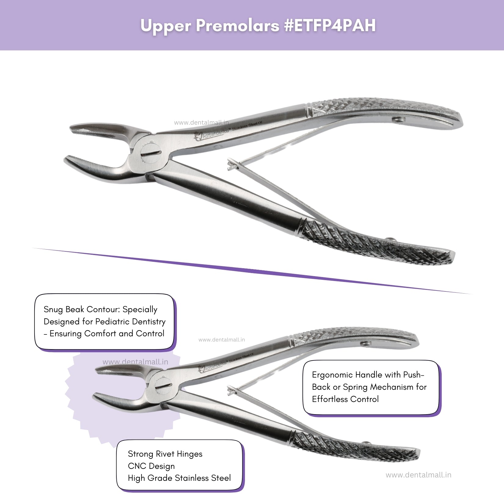 Extraction Tooth Forceps Pedo Kit - Standard Set of 7 Pcs #ETFPK7SDF