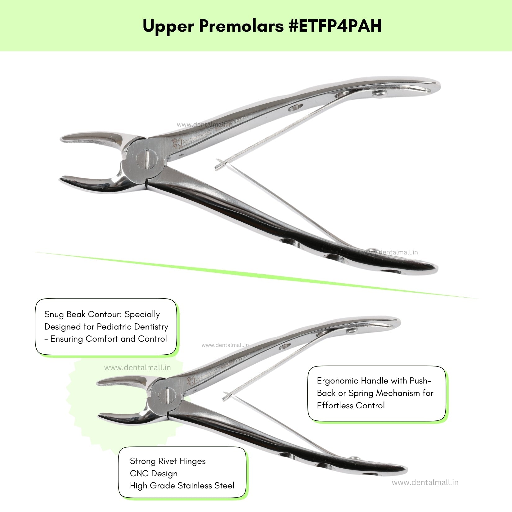 Extraction Tooth Forceps Pedo Kit (Pediatric) – Premium Quality Anatomic Handle (Finger Pattern Grip) – Set of 7 Pcs #ETFPK7PAH