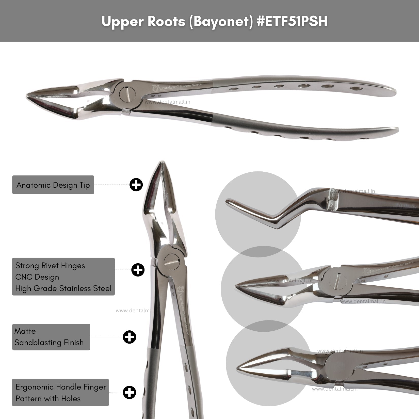 Extraction Tooth Forceps Kit – Premium Quality Finger Pattern with Holes Handle Matte Sandblasting, Set of 12 Pcs #ETFK12PSH