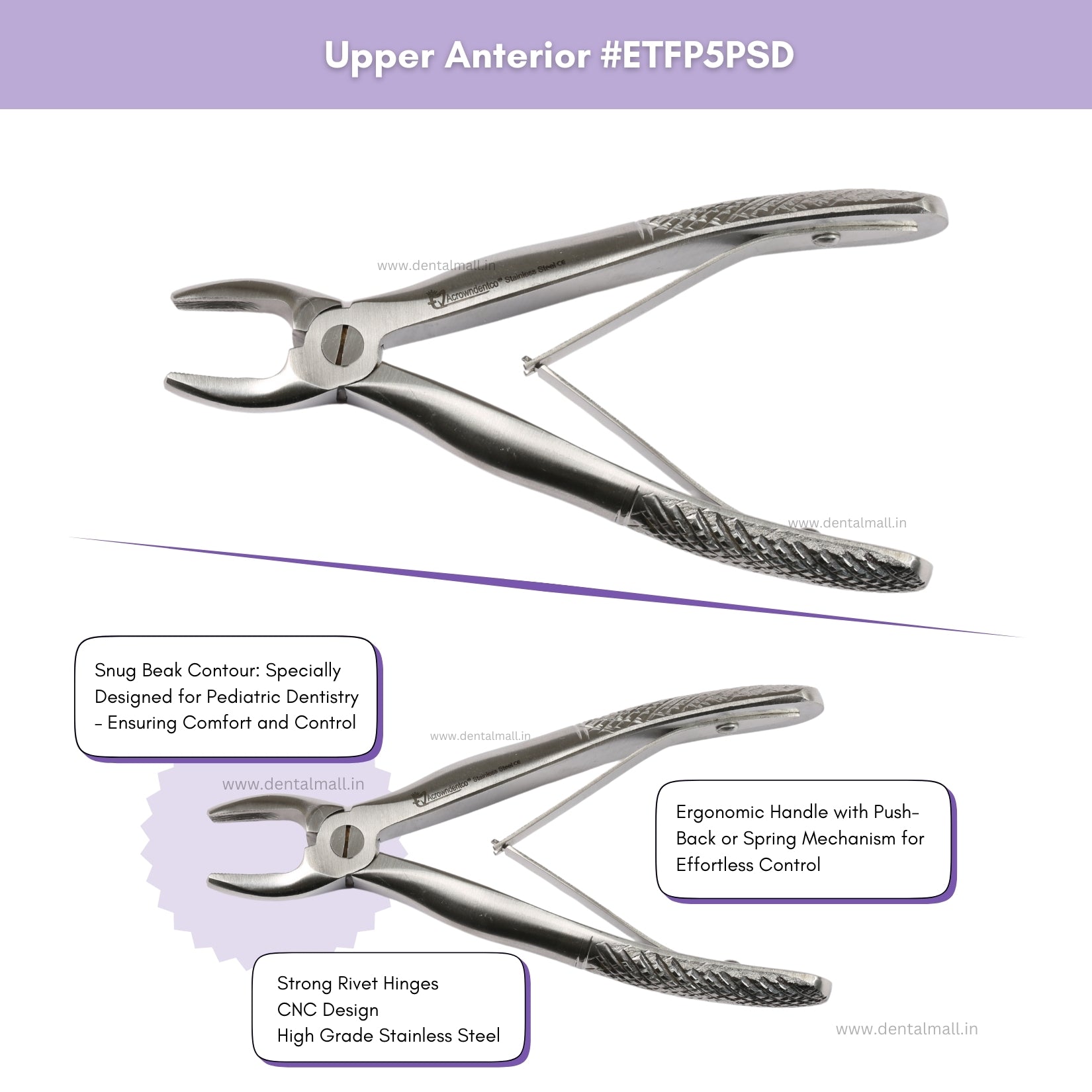 Extraction Tooth Forceps Pedo Kit - Standard Set of 7 Pcs #ETFPK7SDF