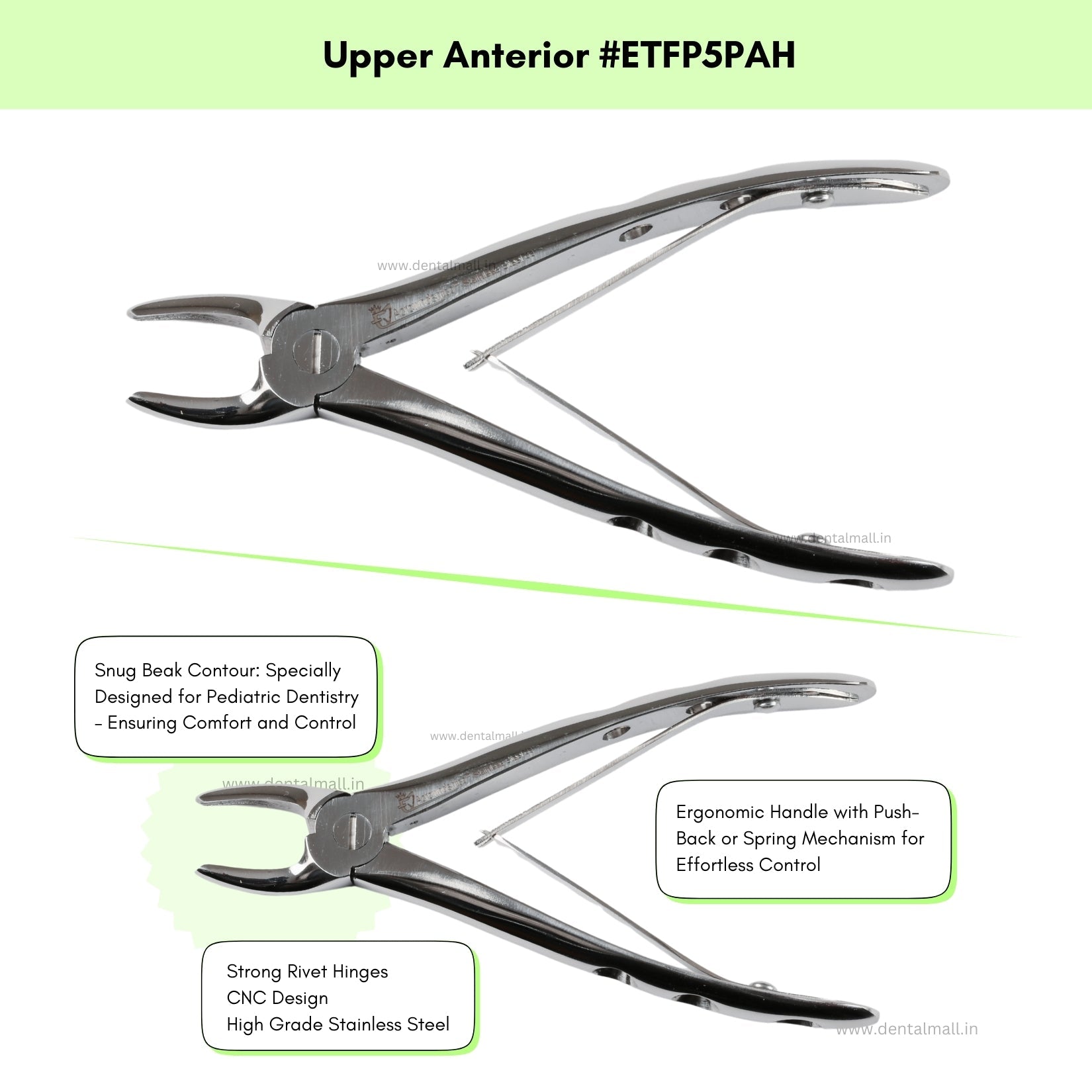 Extraction Tooth Forceps Pedo Kit (Pediatric) – Premium Quality Anatomic Handle (Finger Pattern Grip) – Set of 7 Pcs #ETFPK7PAH