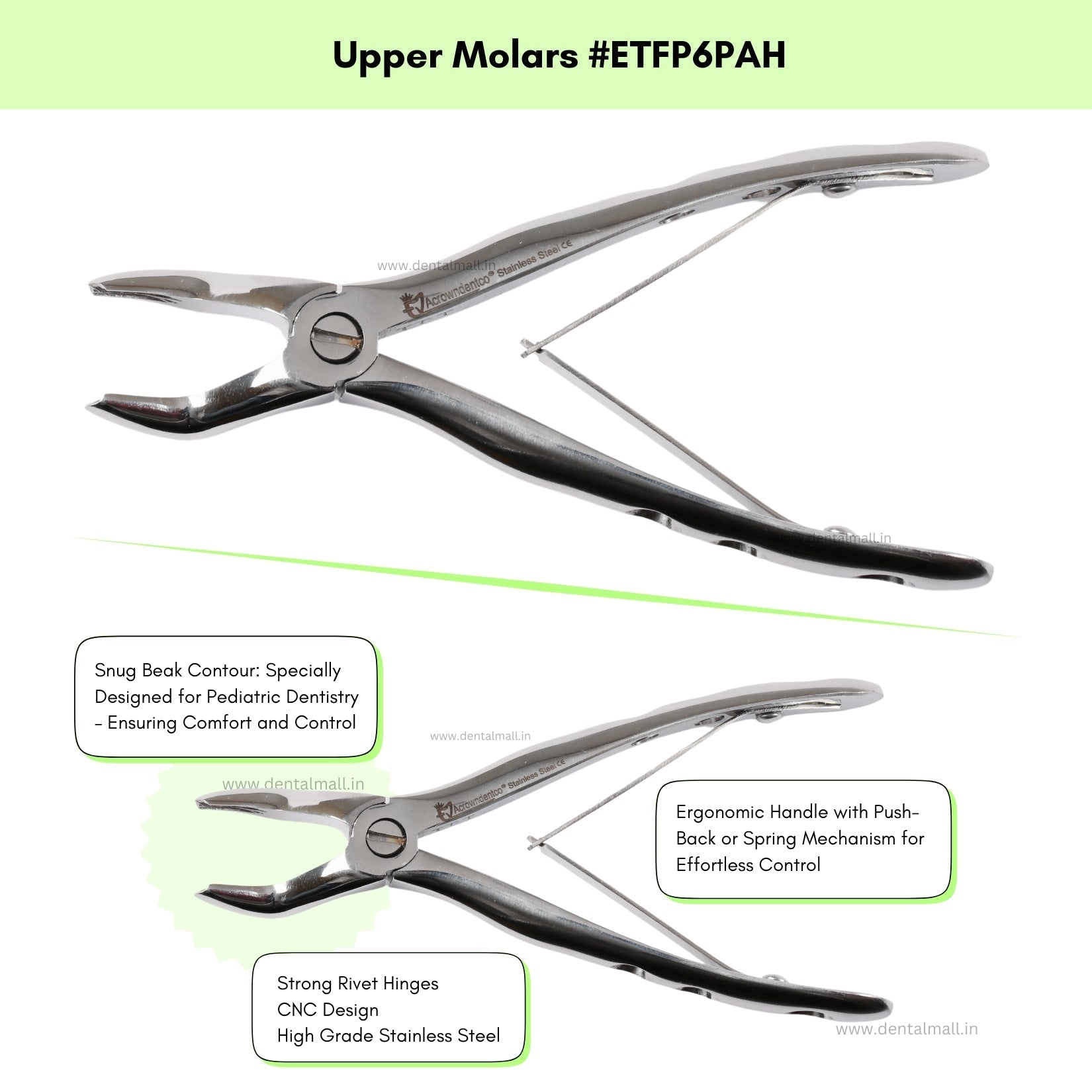 Extraction Tooth Forceps Pedo Kit (Pediatric) – Premium Quality Anatomic Handle (Finger Pattern Grip) – Set of 7 Pcs #ETFPK7PAH