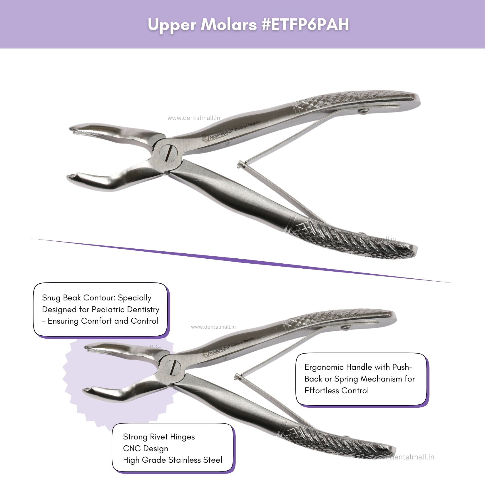 Extraction Tooth Forceps Pedo Kit - Standard Set of 7 Pcs #ETFPK7SDF