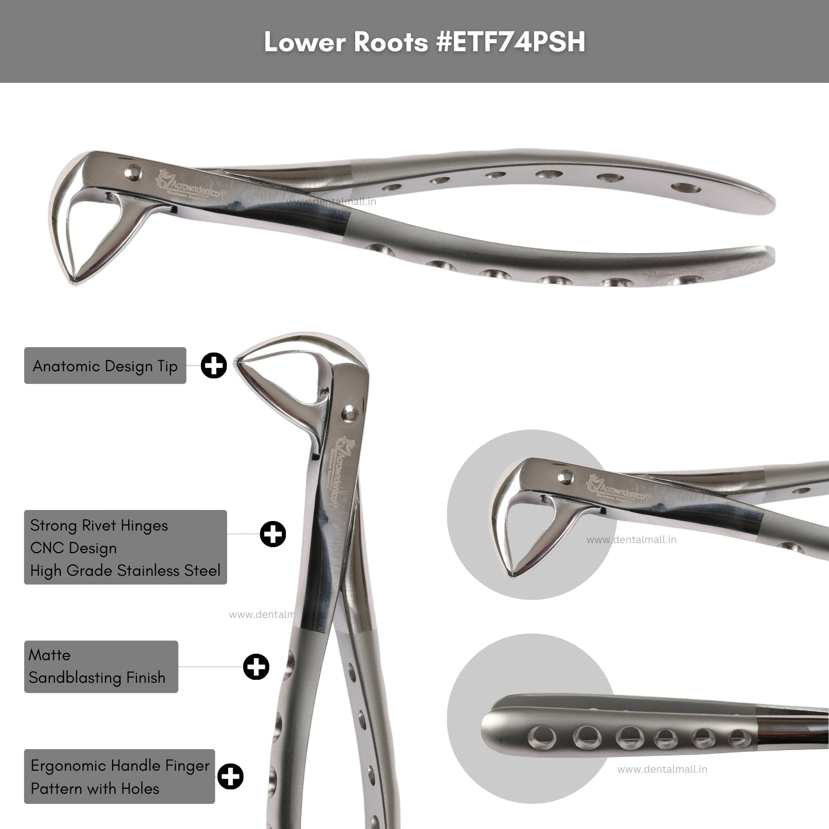 Extraction Tooth Forceps Kit – Premium Quality Finger Pattern with Holes Handle Matte Sandblasting, Set of 12 Pcs #ETFK12PSH