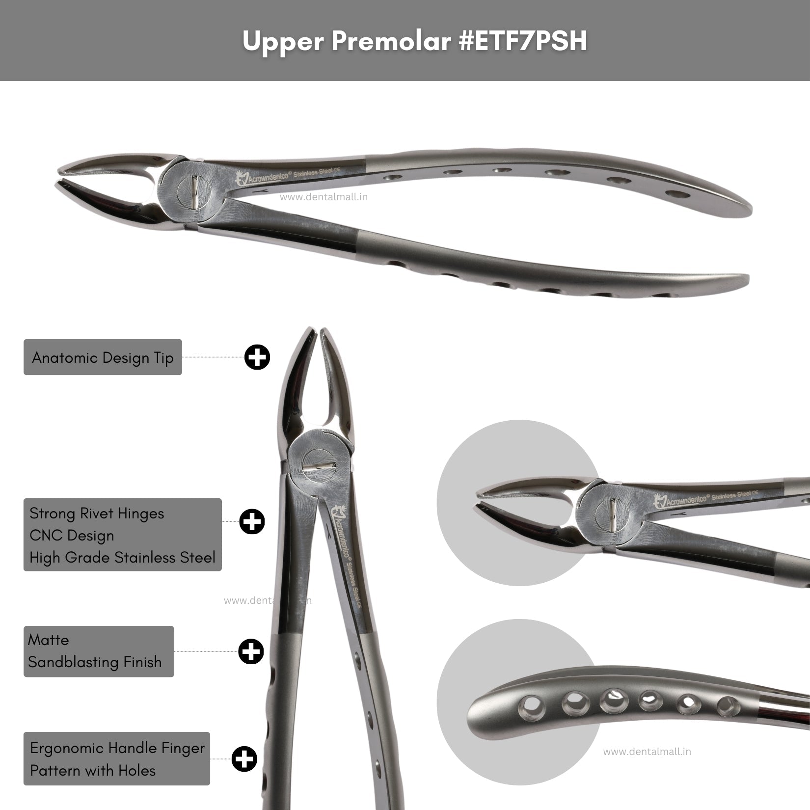 Extraction Tooth Forceps Kit – Premium Quality Finger Pattern with Holes Handle Matte Sandblasting, Set of 12 Pcs #ETFK12PSH