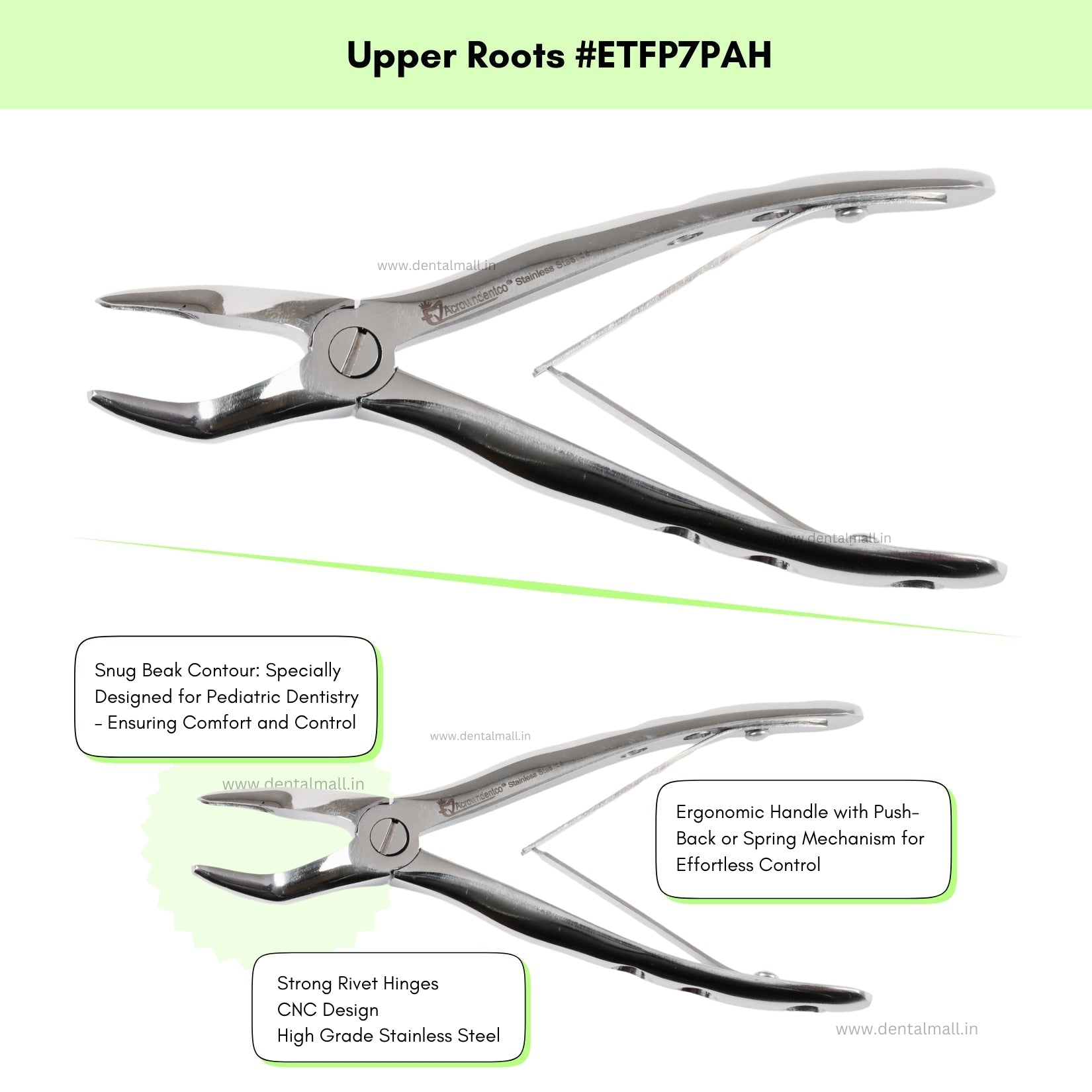Extraction Tooth Forceps Pedo Kit (Pediatric) – Premium Quality Anatomic Handle (Finger Pattern Grip) – Set of 7 Pcs #ETFPK7PAH