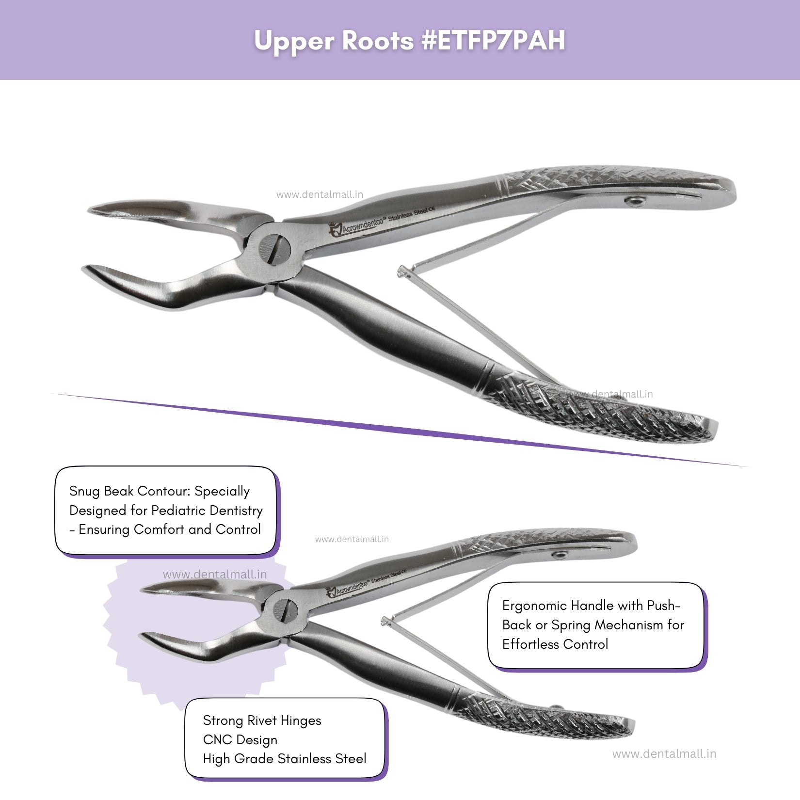 Extraction Tooth Forceps Pedo Kit - Standard Set of 7 Pcs #ETFPK7SDF