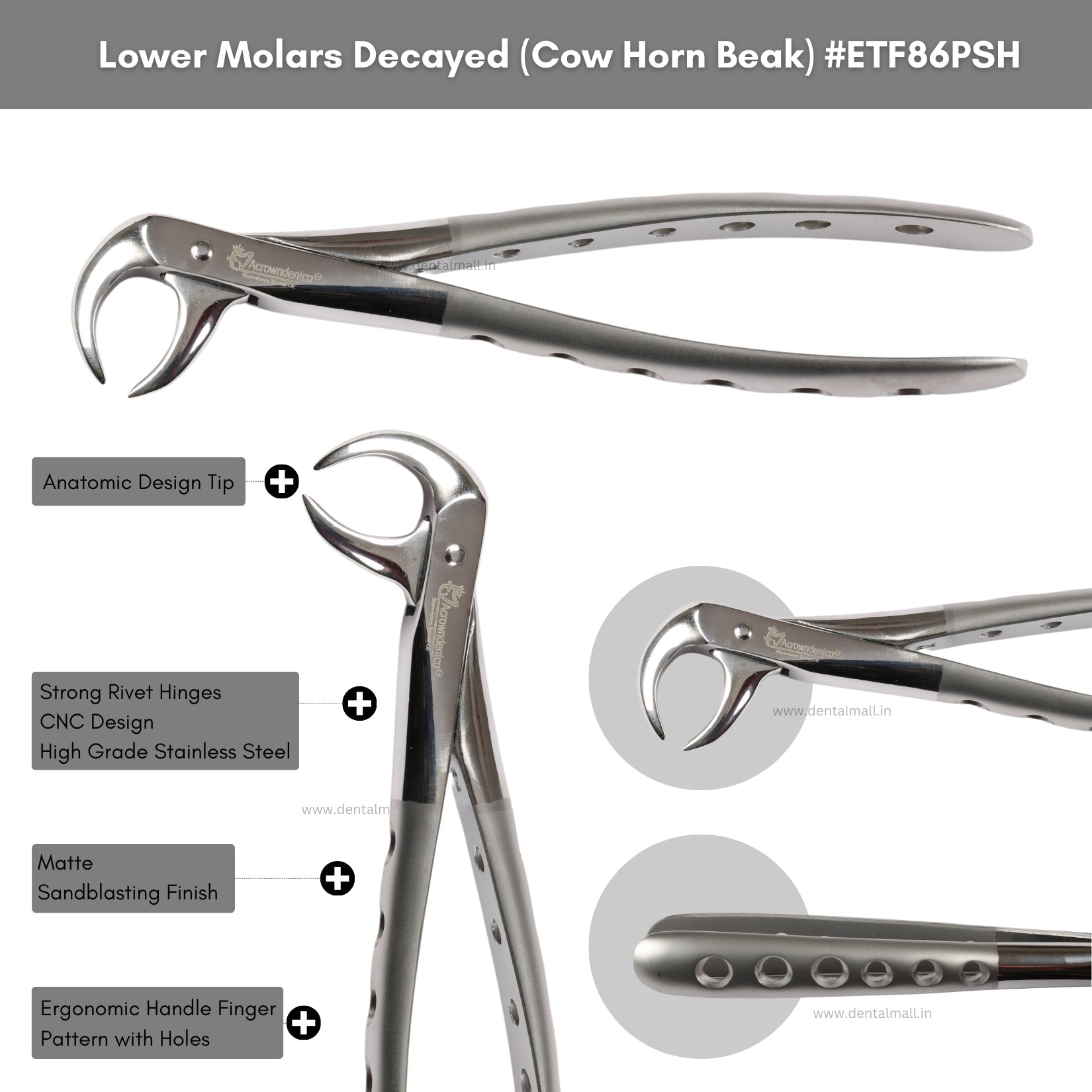 Extraction Tooth Forceps Kit – Premium Quality Finger Pattern with Holes Handle Matte Sandblasting, Set of 12 Pcs #ETFK12PSH