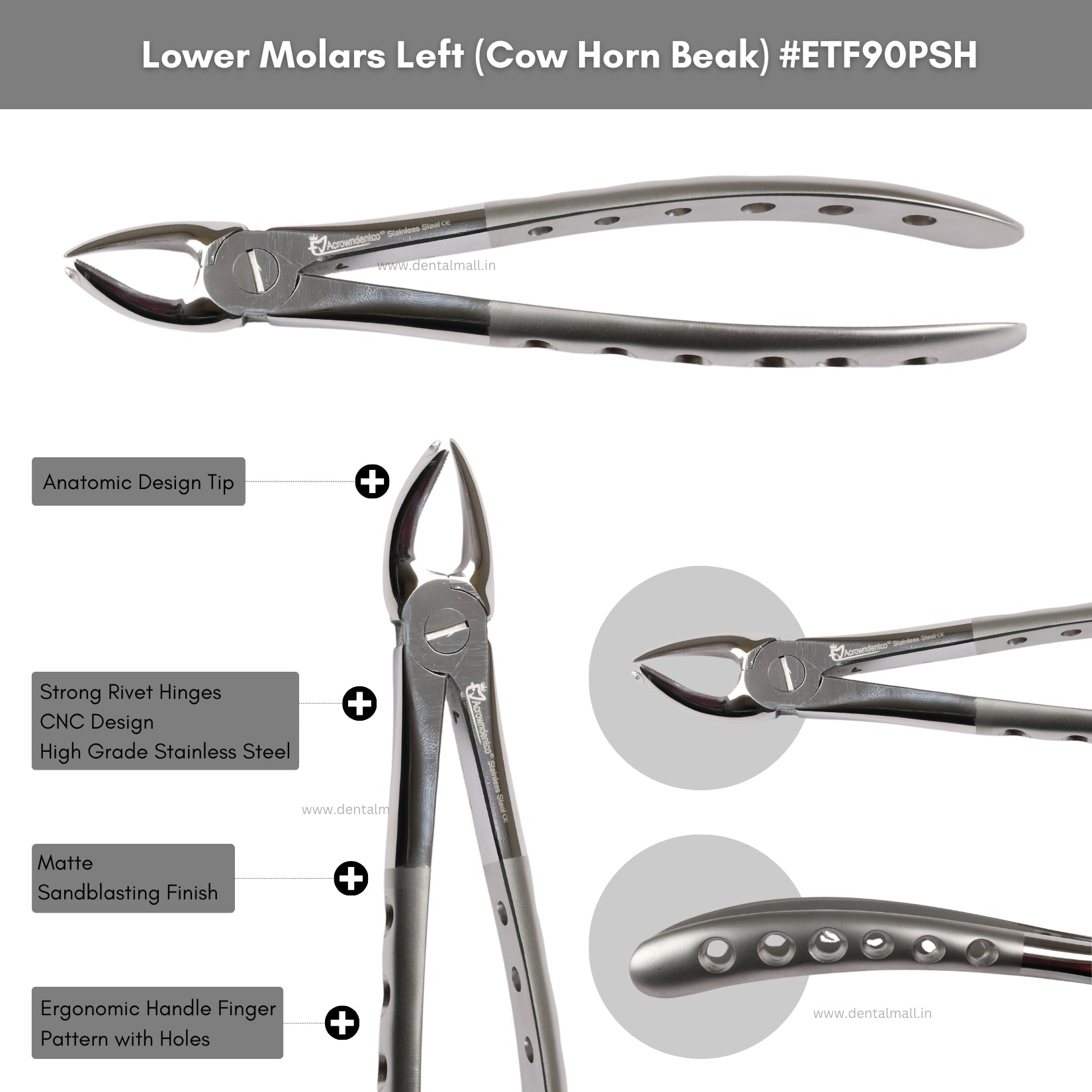 Extraction Tooth Forceps Kit – Premium Quality Finger Pattern with Holes Handle Matte Sandblasting, Set of 12 Pcs #ETFK12PSH