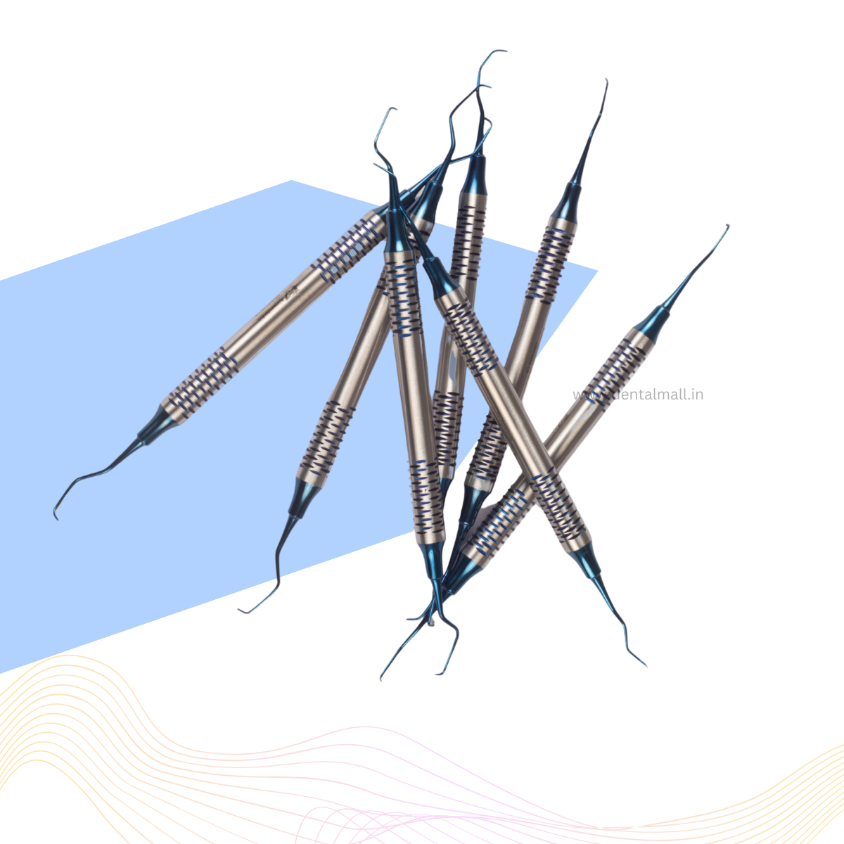 Gracey Curette Kit - Set of 7 (Blue TiN Coated Tips & Cut Handle Pattern) #GCBK7CH