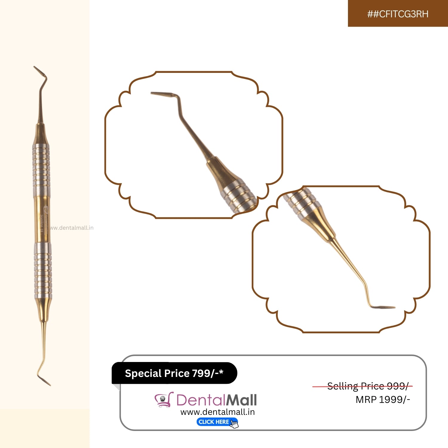 Composite Filling Instrument Gold TiN Coated Set Of 6 Pcs #CFITCGK6RH