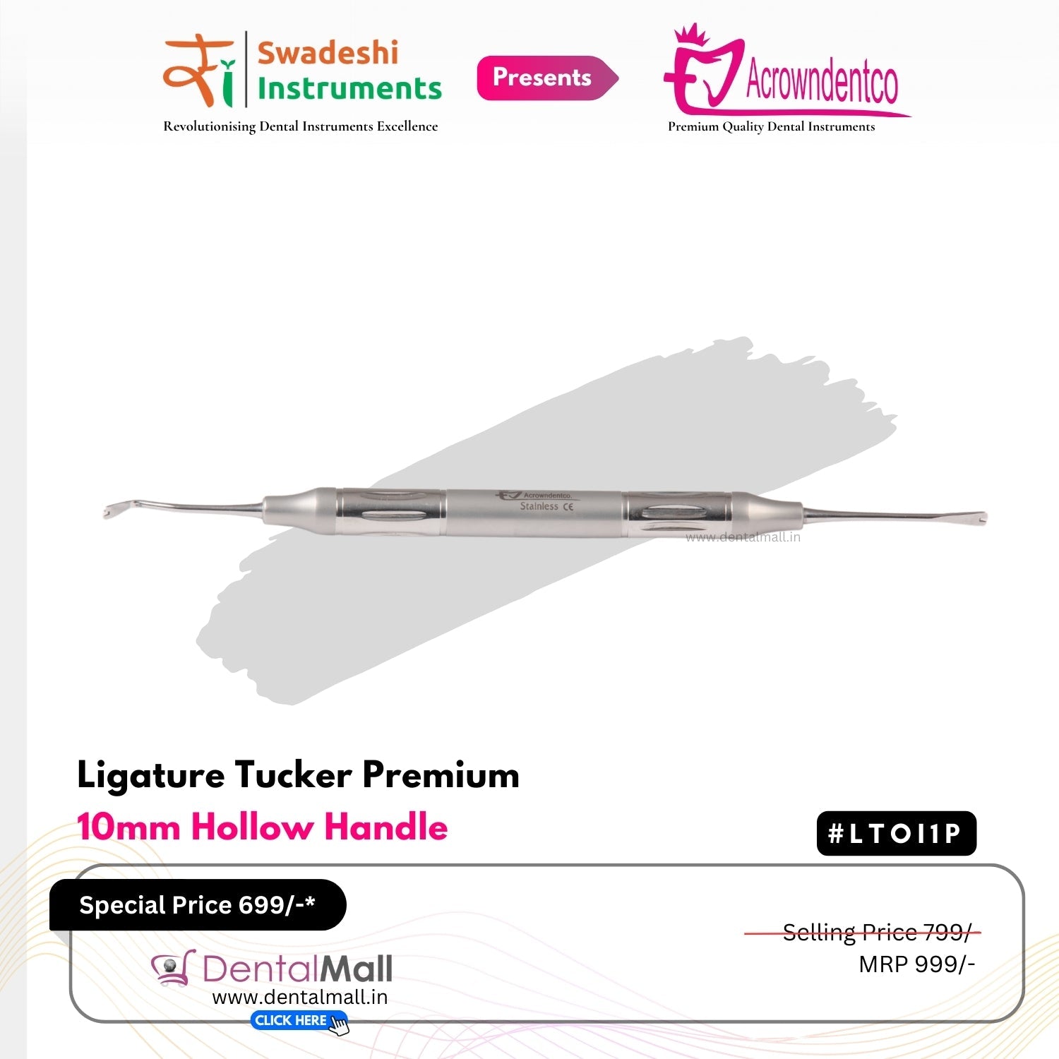 Ligature Instruments (Tucker #LILT1 and Director #LILD2) Premium Hollow Handle (10mm, 20g)