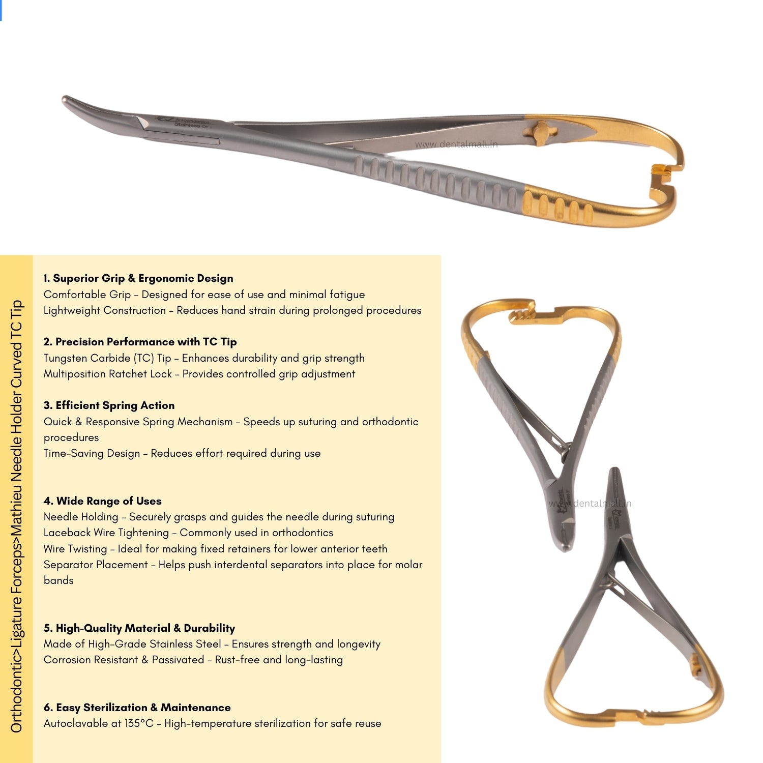 Mathieu Needle Holder Tungsten Carbide (TC) Tip (140mm) Straight Tip #MNHTCS1 and Curved Tip #MNHTCC2