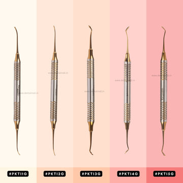 P.K. Thomas Modelling (PKT Carving) Instruments – Gold TiN Coated Premium Hollow Handle Set Of 5 Pcs #PKTK5GCH