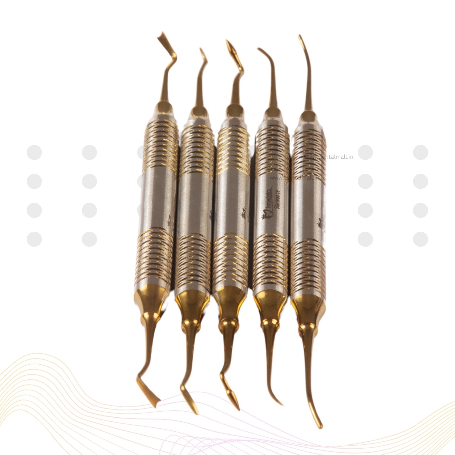 P.K. Thomas Modelling (PKT Carving) Instruments – Gold TiN Coated Premium Hollow Handle Set Of 5 Pcs #PKTK5GCH